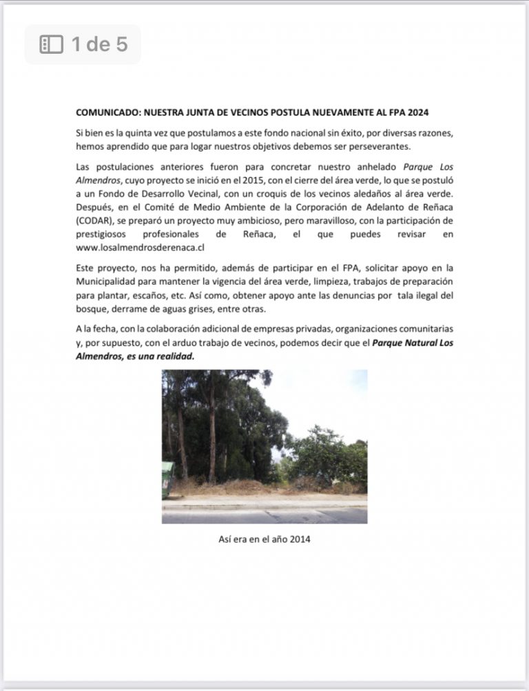 NUESTRA JUNTA DE VECINOS POSTULA NUEVAMENTE AL FPA 2024